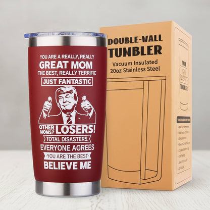 Gifts for Mom from Daughter Son - Funny Mothers Day Gift, Best Mom Ever Gifts, Unique Cool Birthday Christmas Presents Ideas for Moms - 20oz Moms Coffee Tumbler Mug Cup, Stainless Steel Insulated