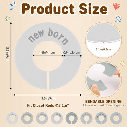 8PCS Baby Closet Dividers for Clothes,Double-Sided Baby Closet Organizer