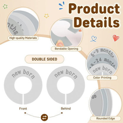 8PCS Baby Closet Dividers for Clothes,Double-Sided Baby Closet Organizer