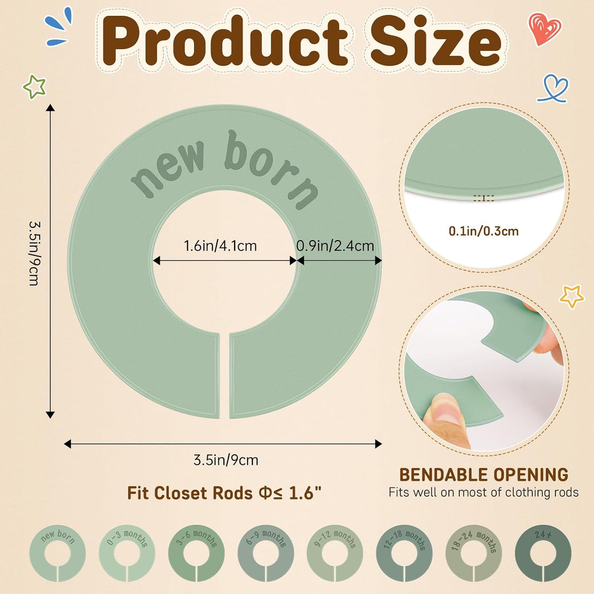 8PCS Baby Closet Dividers for Clothes,Double-Sided Baby Closet Organizer