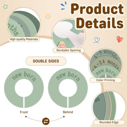 8PCS Baby Closet Dividers for Clothes,Double-Sided Baby Closet Organizer