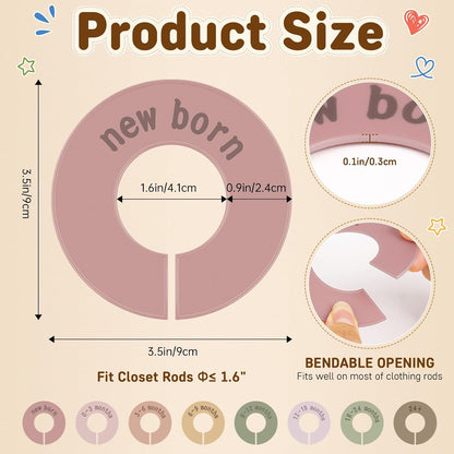 8PCS Baby Closet Dividers for Clothes,Double-Sided Baby Closet Organizer