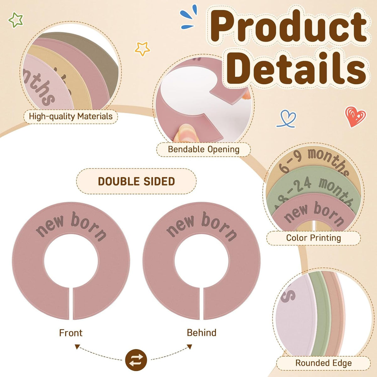 8PCS Baby Closet Dividers for Clothes,Double-Sided Baby Closet Organizer