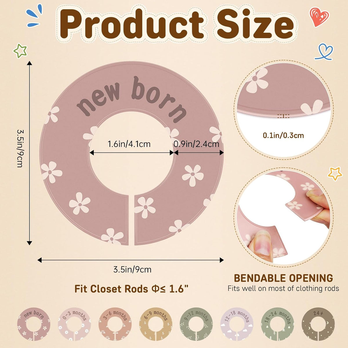 8PCS Baby Closet Dividers for Clothes,Double-Sided Baby Closet Organizer
