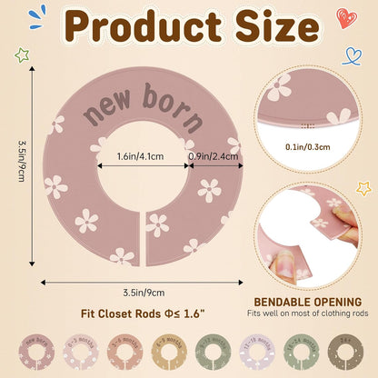 8PCS Baby Closet Dividers for Clothes,Double-Sided Baby Closet Organizer