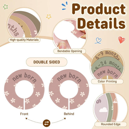 8PCS Baby Closet Dividers for Clothes,Double-Sided Baby Closet Organizer