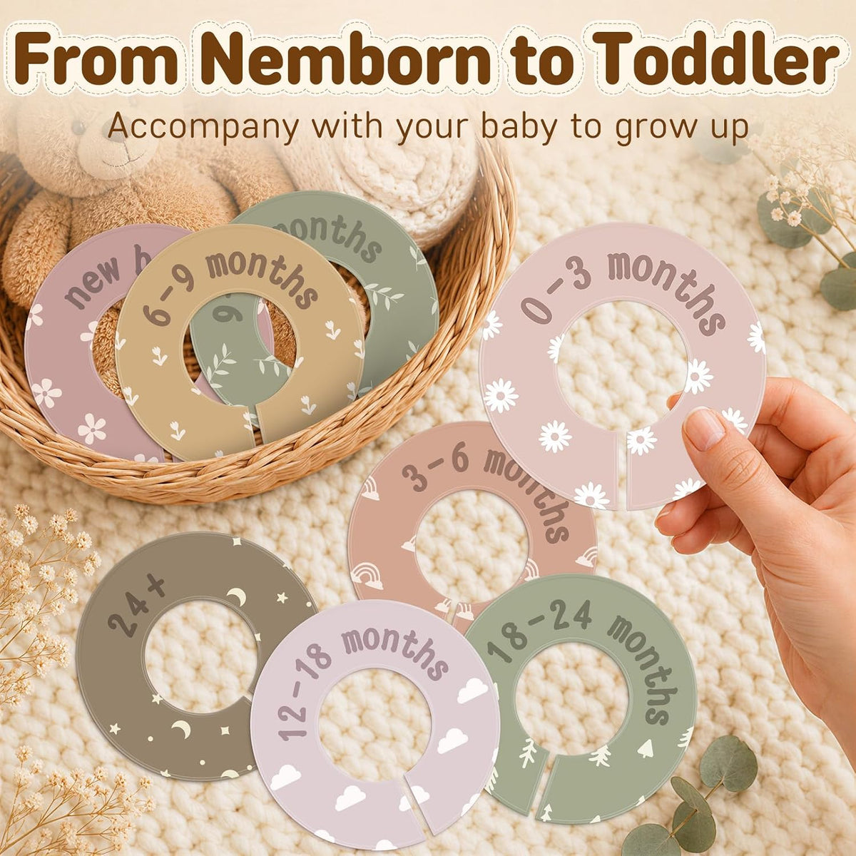 8PCS Baby Closet Dividers for Clothes,Double-Sided Baby Closet Organizer