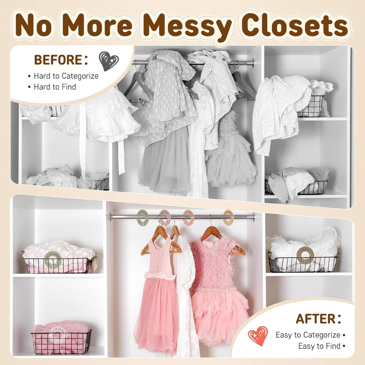 8PCS Baby Closet Dividers for Clothes,Double-Sided Baby Closet Organizer