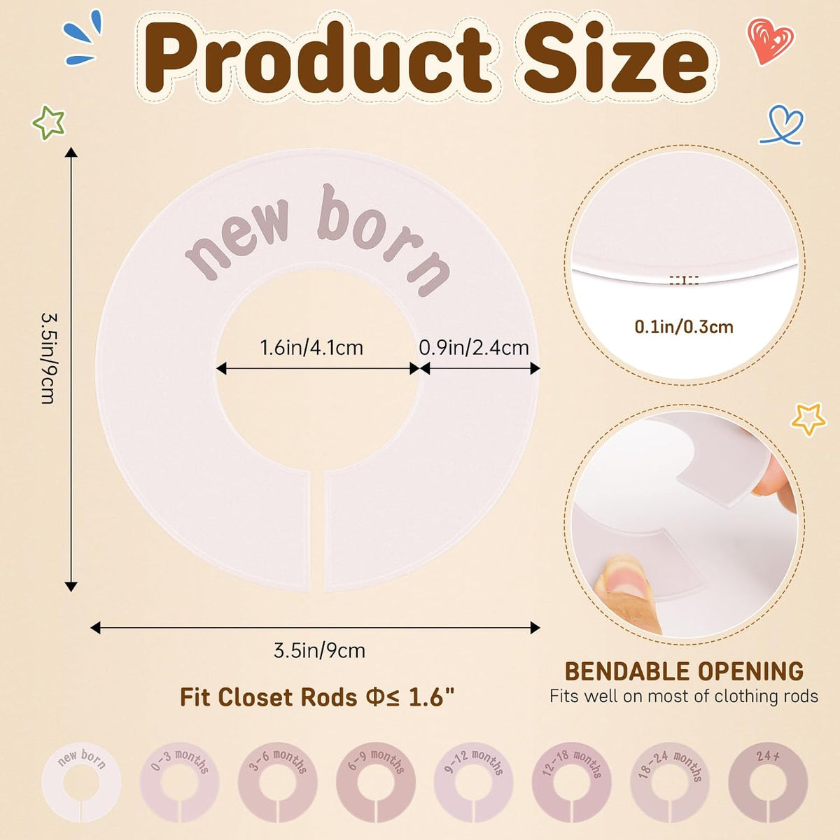 8PCS Baby Closet Dividers for Clothes,Double-Sided Baby Closet Organizer