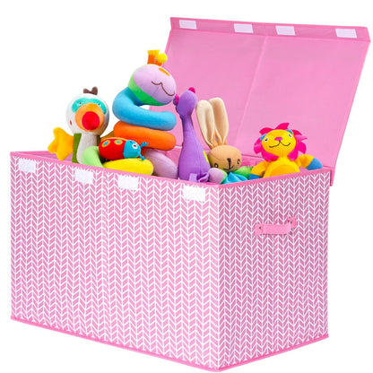 Toy Box Storage Chest with Divider, Large Sturdy Toy Bin Organizer Basket with Lid for Kids, Boys, Girls, Nursery, Living Room, Bedroom, Playroom, Closet, 25"x13" x16"(Gradient Grey)