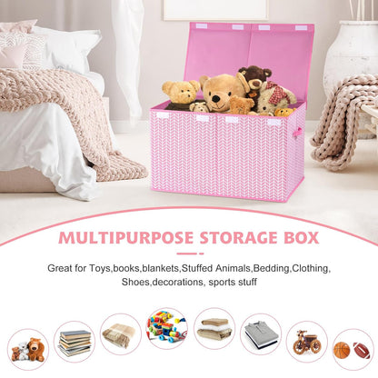 Toy Box Storage Chest with Divider, Large Sturdy Toy Bin Organizer Basket with Lid for Kids, Boys, Girls, Nursery, Living Room, Bedroom, Playroom, Closet, 25"x13" x16"(Gradient Grey)