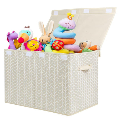 Toy Box Storage Chest with Divider, Large Sturdy Toy Bin Organizer Basket with Lid for Kids, Boys, Girls, Nursery, Living Room, Bedroom, Playroom, Closet, 25"x13" x16"(Gradient Grey)