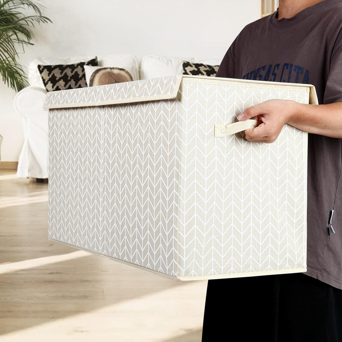 Toy Box Storage Chest with Divider, Large Sturdy Toy Bin Organizer Basket with Lid for Kids, Boys, Girls, Nursery, Living Room, Bedroom, Playroom, Closet, 25"x13" x16"(Gradient Grey)