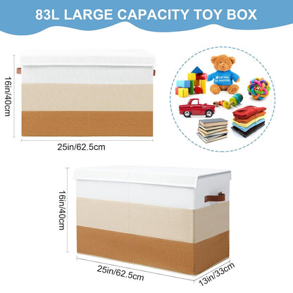 Toy Box Storage Chest with Divider, Large Sturdy Toy Bin Organizer Basket with Lid for Kids, Boys, Girls, Nursery, Living Room, Bedroom, Playroom, Closet, 25"x13" x16"(Gradient Grey)