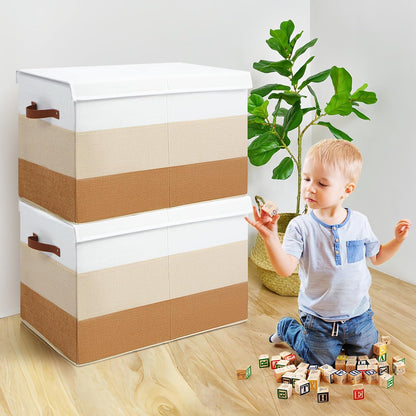 Toy Box Storage Chest with Divider, Large Sturdy Toy Bin Organizer Basket with Lid for Kids, Boys, Girls, Nursery, Living Room, Bedroom, Playroom, Closet, 25"x13" x16"(Gradient Grey)