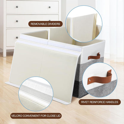 Toy Box Storage Chest with Divider, Large Sturdy Toy Bin Organizer Basket with Lid for Kids, Boys, Girls, Nursery, Living Room, Bedroom, Playroom, Closet, 25"x13" x16"(Gradient Grey)