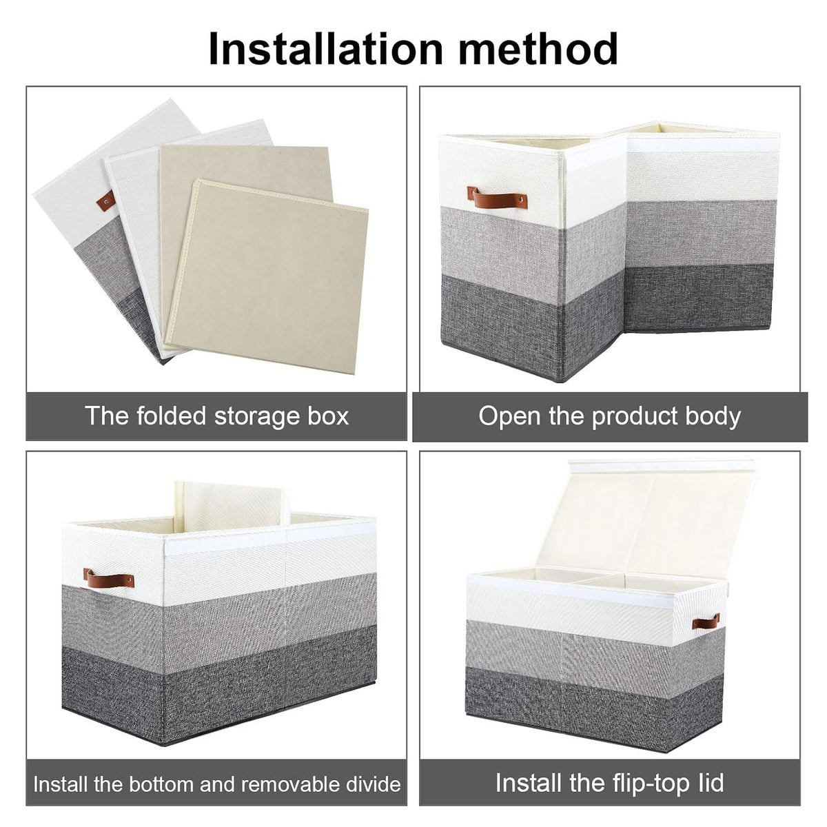 Toy Box Storage Chest with Divider, Large Sturdy Toy Bin Organizer Basket with Lid for Kids, Boys, Girls, Nursery, Living Room, Bedroom, Playroom, Closet, 25"x13" x16"(Gradient Grey)