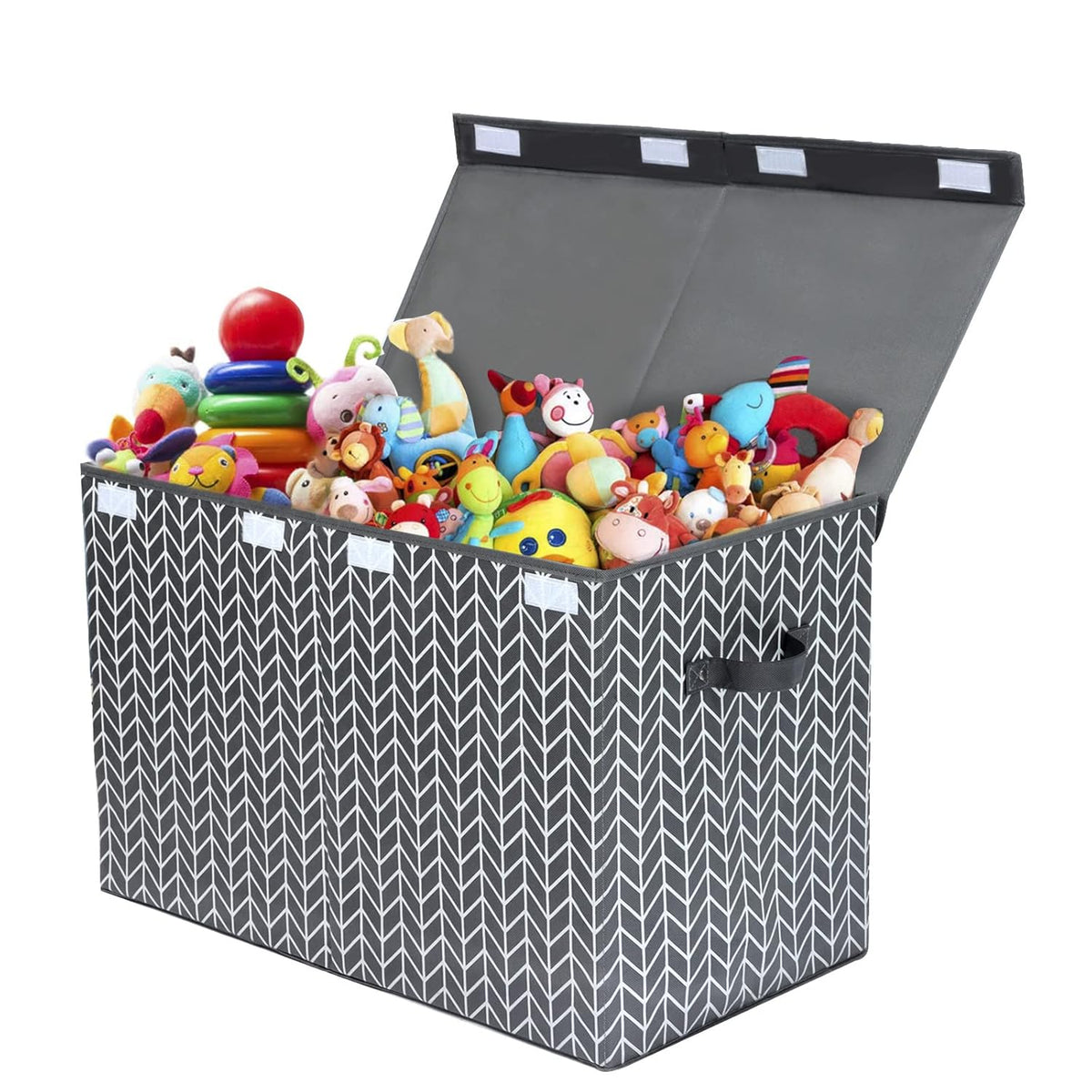 Toy Box Storage Chest with Divider, Large Sturdy Toy Bin Organizer Basket with Lid for Kids, Boys, Girls, Nursery, Living Room, Bedroom, Playroom, Closet, 25"x13" x16"(Gradient Grey)