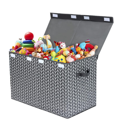 Toy Box Storage Chest with Divider, Large Sturdy Toy Bin Organizer Basket with Lid for Kids, Boys, Girls, Nursery, Living Room, Bedroom, Playroom, Closet, 25"x13" x16"(Gradient Grey)