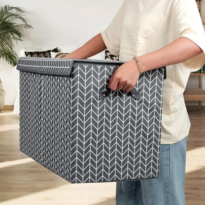 Toy Box Storage Chest with Divider, Large Sturdy Toy Bin Organizer Basket with Lid for Kids, Boys, Girls, Nursery, Living Room, Bedroom, Playroom, Closet, 25"x13" x16"(Gradient Grey)