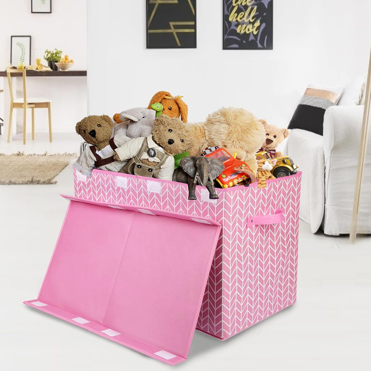 Toy Box Storage Chest with Divider, Large Sturdy Toy Bin Organizer Basket with Lid for Kids, Boys, Girls, Nursery, Living Room, Bedroom, Playroom, Closet, 25"x13" x16"(Gradient Grey)