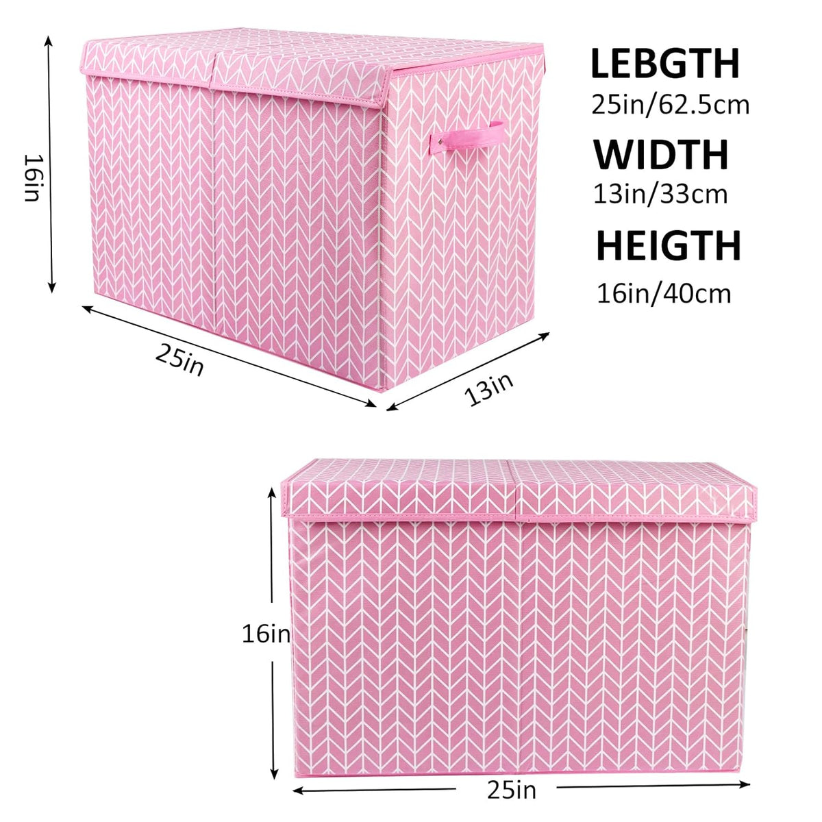 Toy Box Storage Chest with Divider, Large Sturdy Toy Bin Organizer Basket with Lid for Kids, Boys, Girls, Nursery, Living Room, Bedroom, Playroom, Closet, 25"x13" x16"(Gradient Grey)