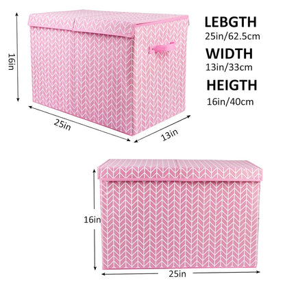 Toy Box Storage Chest with Divider, Large Sturdy Toy Bin Organizer Basket with Lid for Kids, Boys, Girls, Nursery, Living Room, Bedroom, Playroom, Closet, 25"x13" x16"(Gradient Grey)