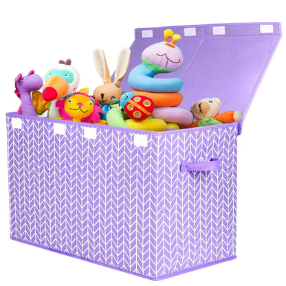 Toy Box Storage Chest with Divider, Large Sturdy Toy Bin Organizer Basket with Lid for Kids, Boys, Girls, Nursery, Living Room, Bedroom, Playroom, Closet, 25"x13" x16"(Gradient Grey)