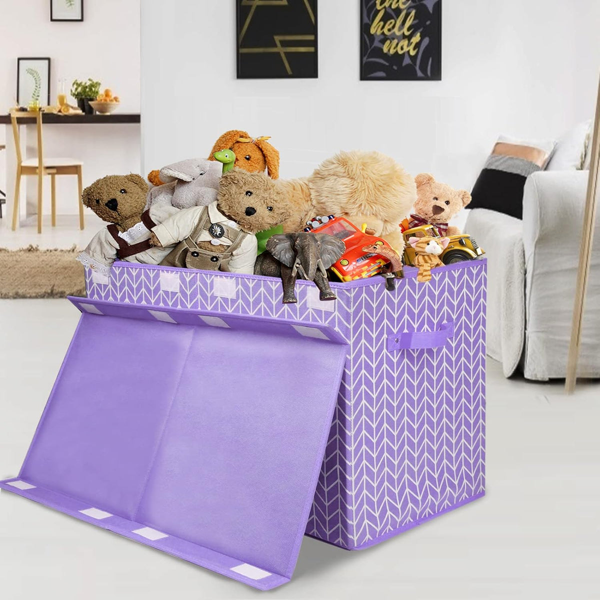 Toy Box Storage Chest with Divider, Large Sturdy Toy Bin Organizer Basket with Lid for Kids, Boys, Girls, Nursery, Living Room, Bedroom, Playroom, Closet, 25"x13" x16"(Gradient Grey)