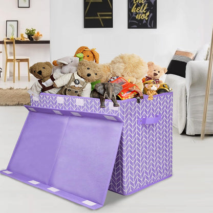 Toy Box Storage Chest with Divider, Large Sturdy Toy Bin Organizer Basket with Lid for Kids, Boys, Girls, Nursery, Living Room, Bedroom, Playroom, Closet, 25"x13" x16"(Gradient Grey)