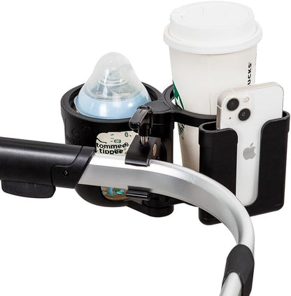 Universal Stroller Cup Holder with Phone Holder, 3-in-1 Cup Holder - Large Caliber, Milk Bottle & Drink Holder