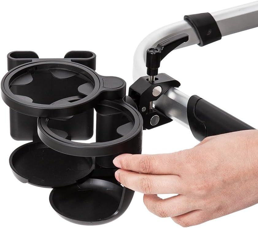 Universal Stroller Cup Holder with Phone Holder, 3-in-1 Cup Holder - Large Caliber, Milk Bottle & Drink Holder
