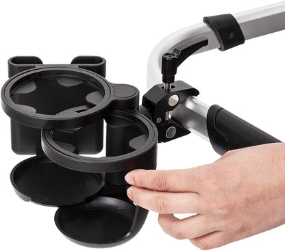 Universal Stroller Cup Holder with Phone Holder, 3-in-1 Cup Holder - Large Caliber, Milk Bottle & Drink Holder