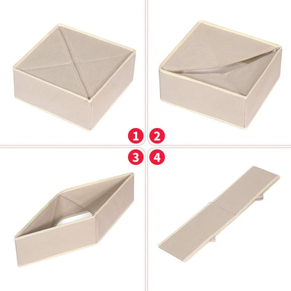 9 Pack Foldable Cloth Storage Box Closet Dresser Drawer Organizer Fabric Baskets Bins Containers Divider for Clothes Underwear Bras Socks Clothing, Beige 900