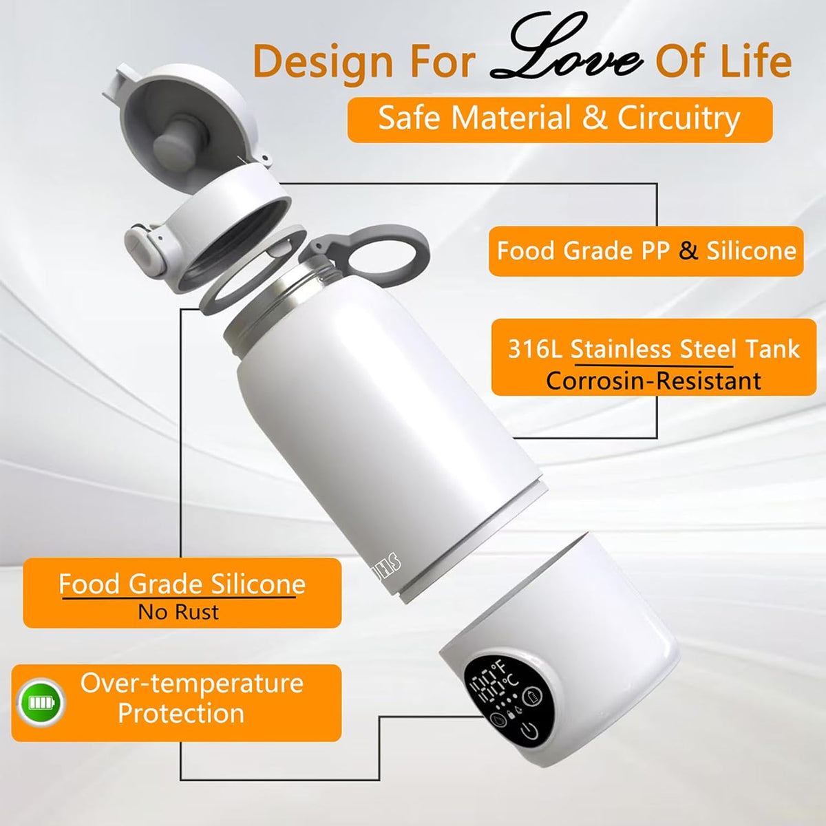 Portable Bottle Warmer, 17oz Milk & Water Warmer for Travel