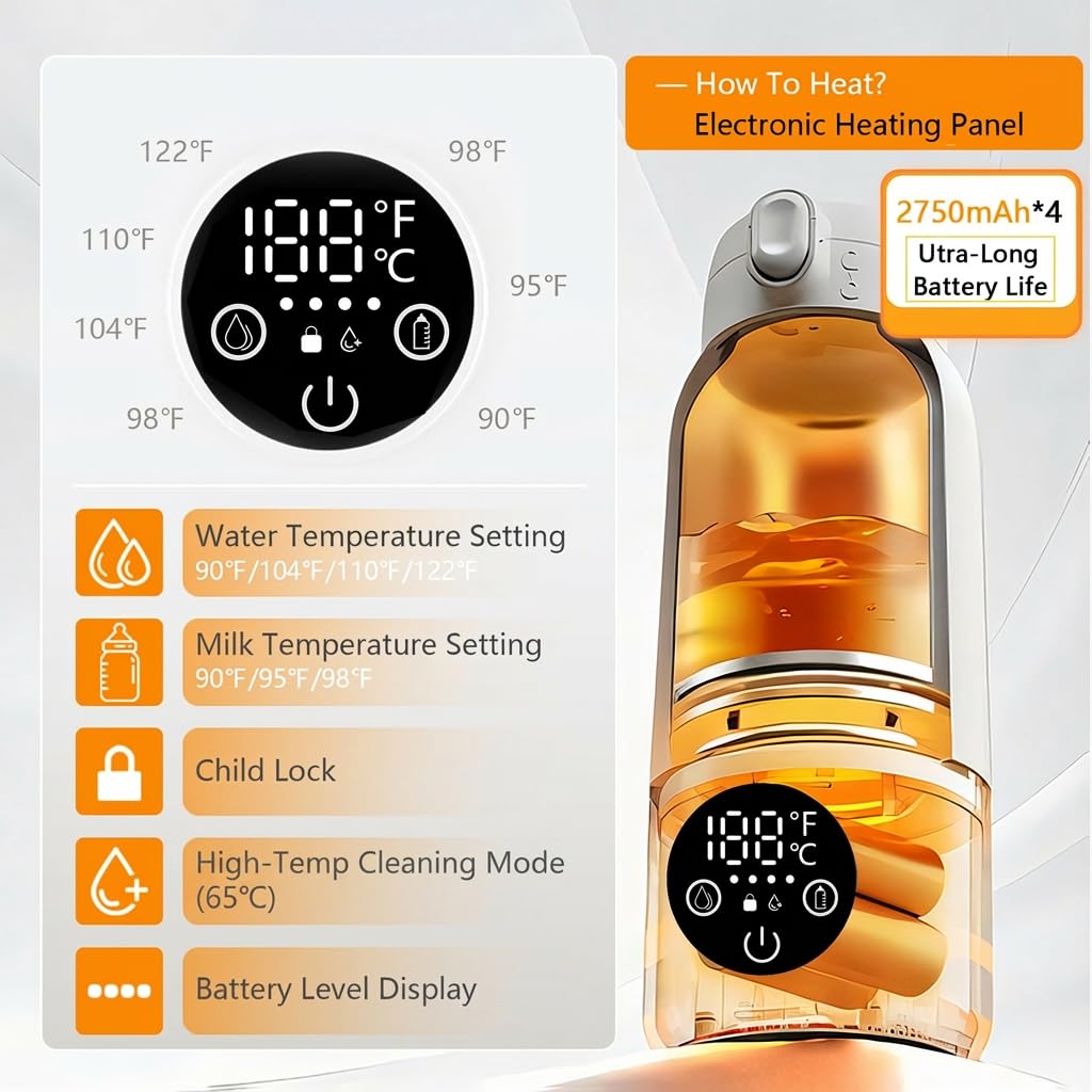 Portable Bottle Warmer, 17oz Milk & Water Warmer for Travel