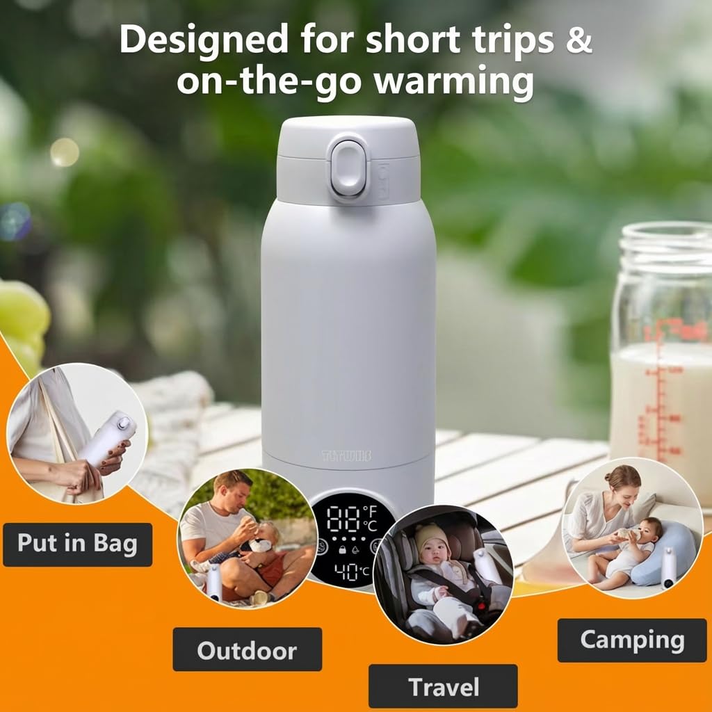 Portable Bottle Warmer, 17oz Milk & Water Warmer for Travel