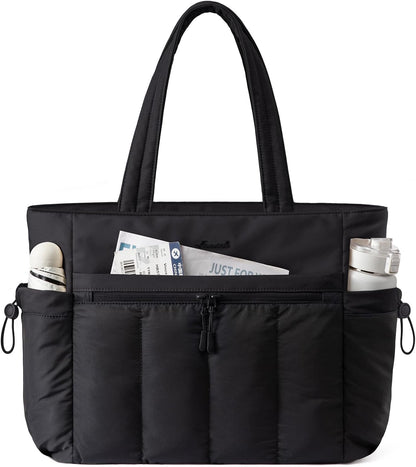 Puffer Laptop Bag for Women, Ultra-Lightweight Work Bag Tote w/Organized Compartments, 15.6/17.3“, for Travel&Work