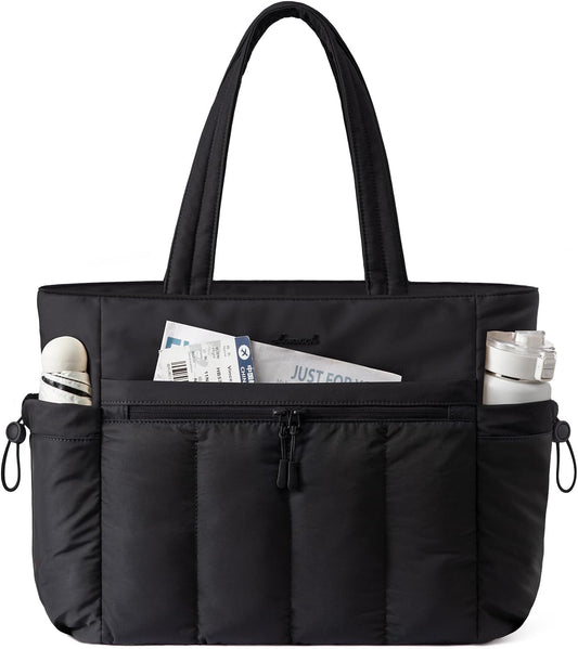 Puffer Laptop Bag for Women, Ultra-Lightweight Work Bag Tote w/Organized Compartments, 15.6/17.3“, for Travel&Work