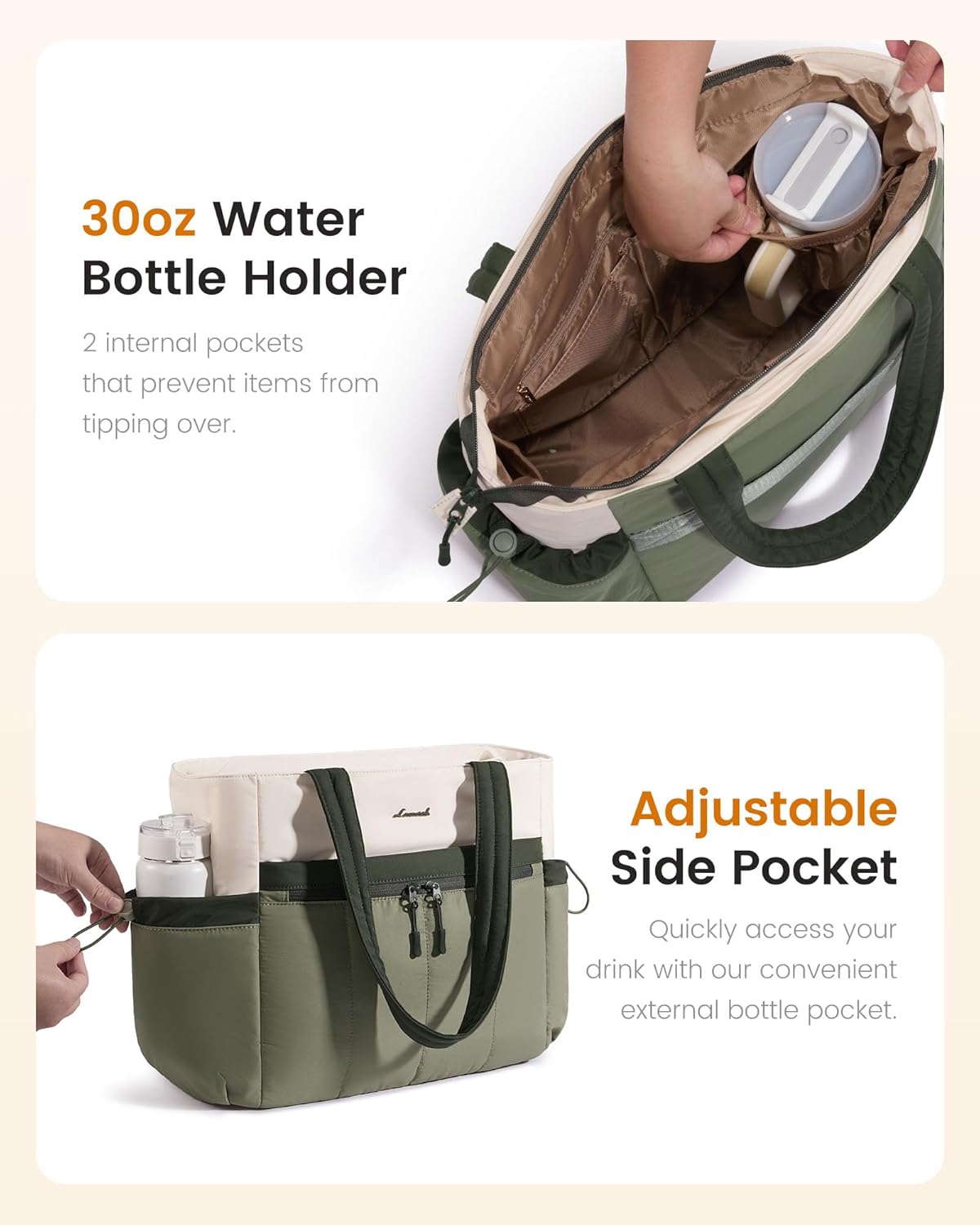 Puffer Laptop Bag for Women, Ultra-Lightweight Work Bag Tote w/Organized Compartments, 15.6/17.3“, for Travel&Work