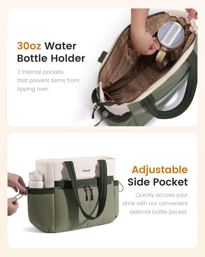 Puffer Laptop Bag for Women, Ultra-Lightweight Work Bag Tote w/Organized Compartments, 15.6/17.3“, for Travel&Work