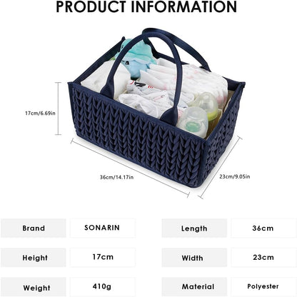Baby Nappy Caddy,Large Portable Baby Diaper Caddy Organiser Baby Caddy Storage Basket Nursery Storage Bin for Diapers and Wipes with Detachable Compartments(Purple)