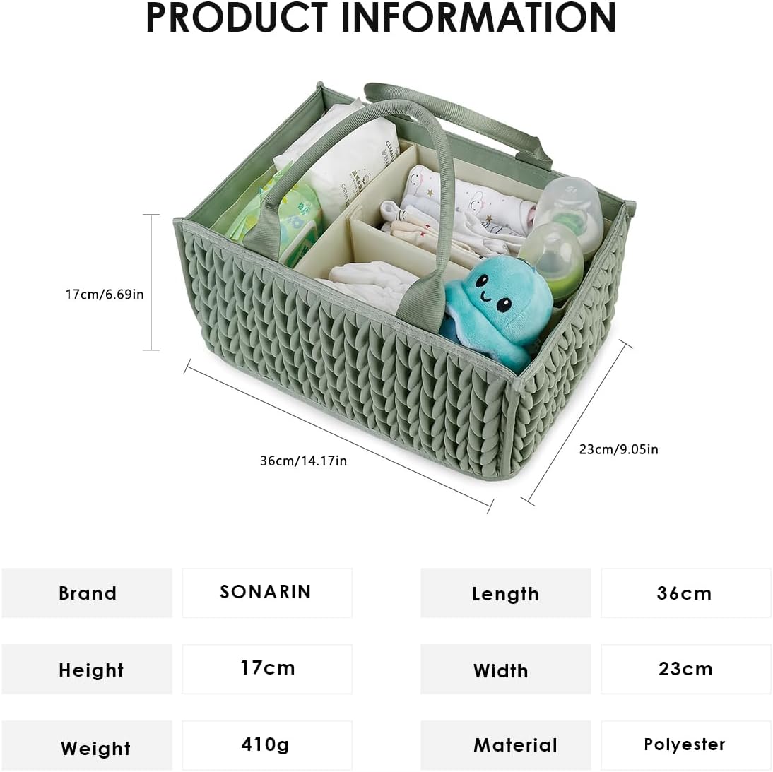 Baby Nappy Caddy,Large Portable Baby Diaper Caddy Organiser Baby Caddy Storage Basket Nursery Storage Bin for Diapers and Wipes with Detachable Compartments(Purple)