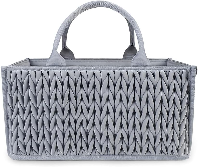 Baby Nappy Caddy,Large Portable Baby Diaper Caddy Organiser Baby Caddy Storage Basket Nursery Storage Bin for Diapers and Wipes with Detachable Compartments(Purple)