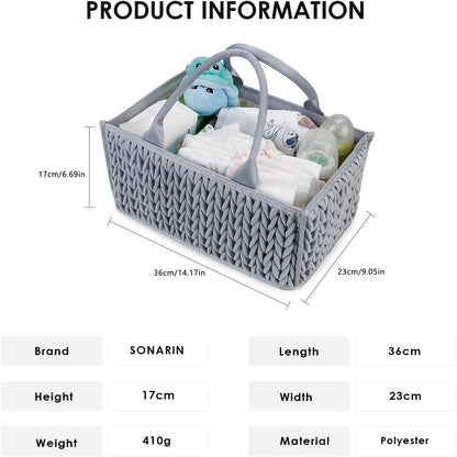 Baby Nappy Caddy,Large Portable Baby Diaper Caddy Organiser Baby Caddy Storage Basket Nursery Storage Bin for Diapers and Wipes with Detachable Compartments(Purple)