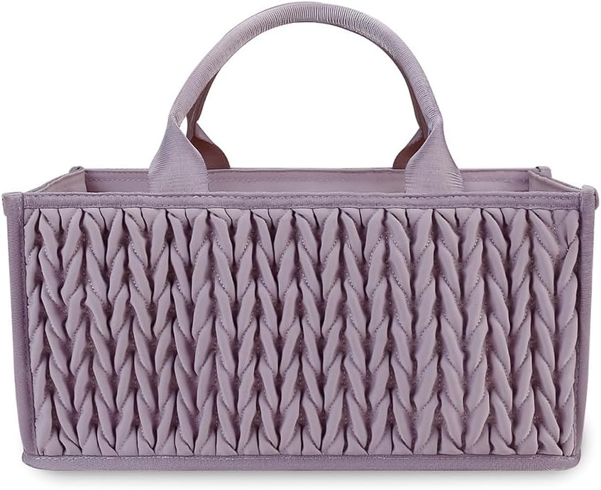 Baby Nappy Caddy,Large Portable Baby Diaper Caddy Organiser Baby Caddy Storage Basket Nursery Storage Bin for Diapers and Wipes with Detachable Compartments(Purple)