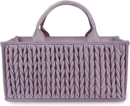 Baby Nappy Caddy,Large Portable Baby Diaper Caddy Organiser Baby Caddy Storage Basket Nursery Storage Bin for Diapers and Wipes with Detachable Compartments(Purple)
