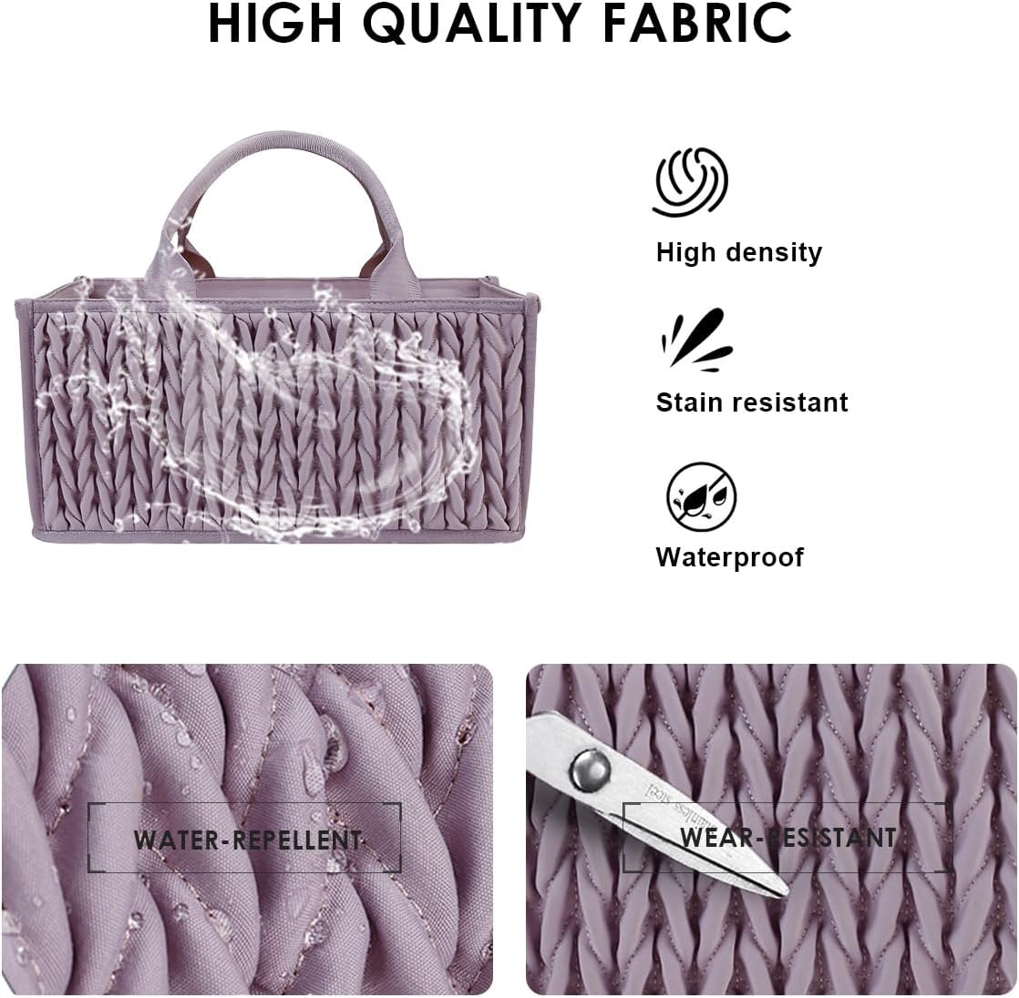 Baby Nappy Caddy,Large Portable Baby Diaper Caddy Organiser Baby Caddy Storage Basket Nursery Storage Bin for Diapers and Wipes with Detachable Compartments(Purple)
