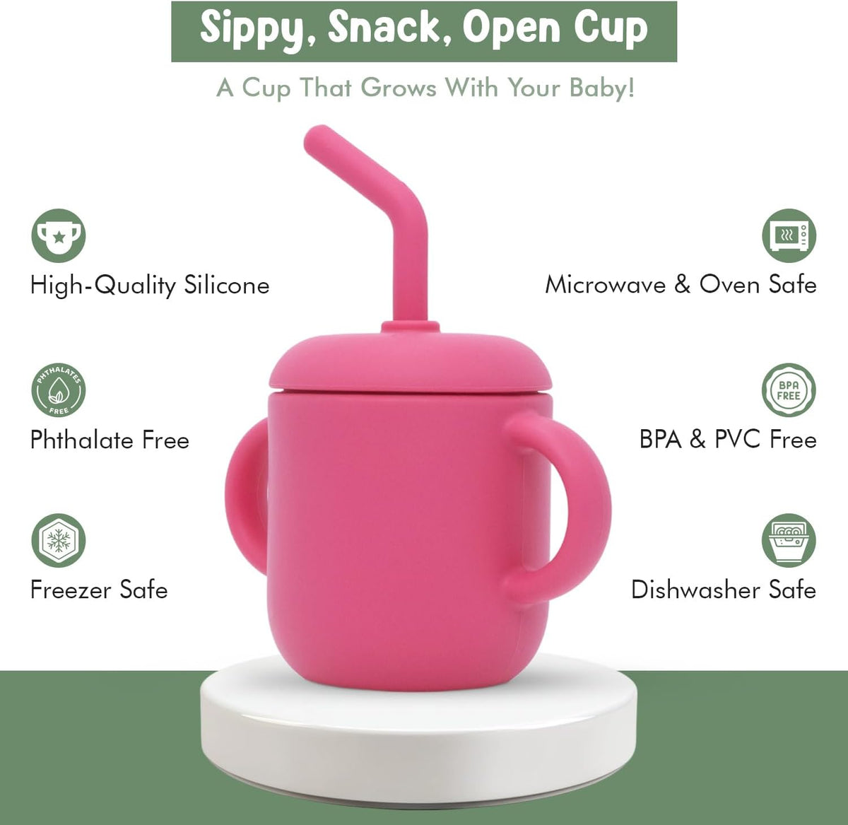 Teo 3-in-1 Baby Sippy & Snack Cup – Spill-Proof Silicone Toddler Cup with Straw & Snack Lid – BPA-Free, Leak-Proof, Dishwasher & Microwave Safe – Easy Grip Training Cup for Babies & Kids - Blue