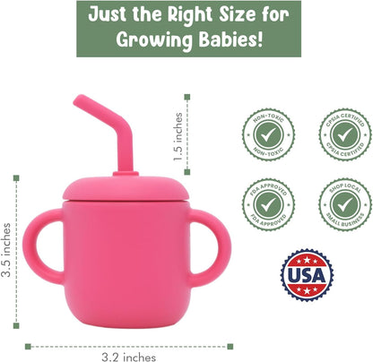 Teo 3-in-1 Baby Sippy & Snack Cup – Spill-Proof Silicone Toddler Cup with Straw & Snack Lid – BPA-Free, Leak-Proof, Dishwasher & Microwave Safe – Easy Grip Training Cup for Babies & Kids - Blue
